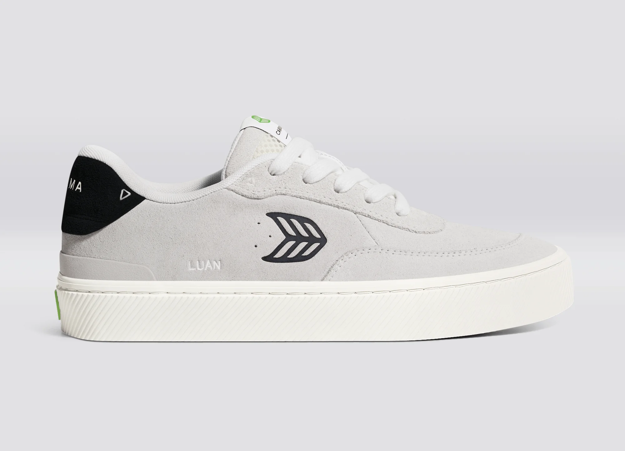 LUAN PRO Smoke White Suede Black Logo Sneaker - Image 3