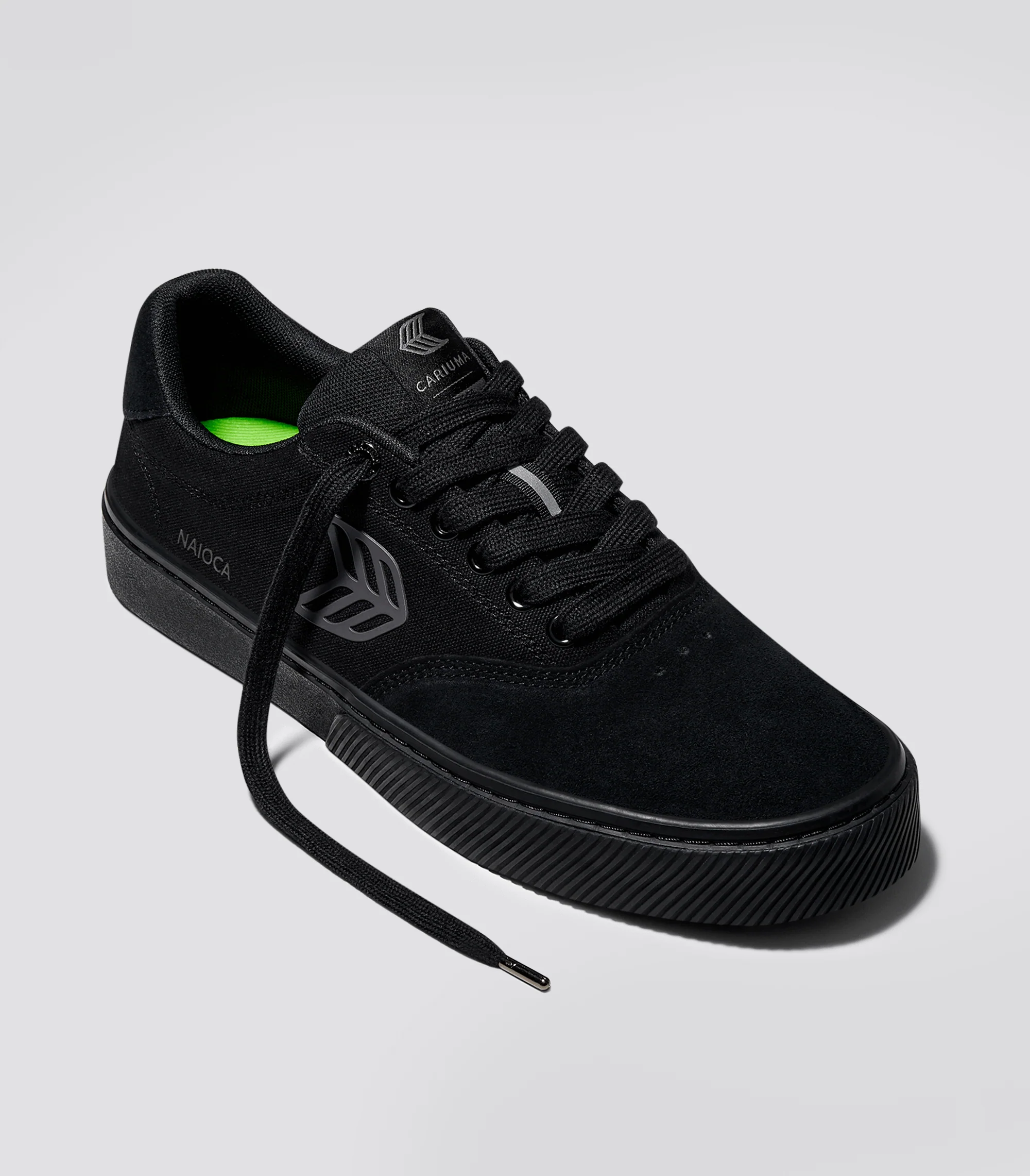 NAIOCA PRO All Black Suede and Canvas Ash Grey Logo Sneaker - Image 10
