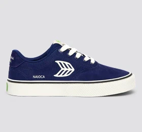 NAIOCA PRO Bright Navy Suede and Canvas Ivory Logo Sneaker - Image 9