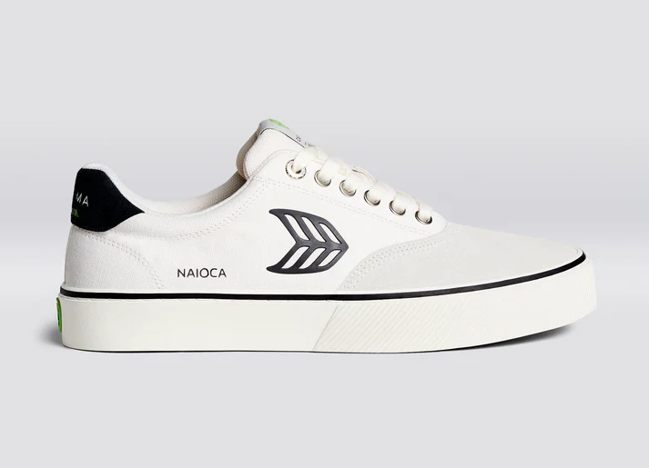 NAIOCA PRO Vintage White Suede Off-White Canvas Black Logo Sneaker - Image 3