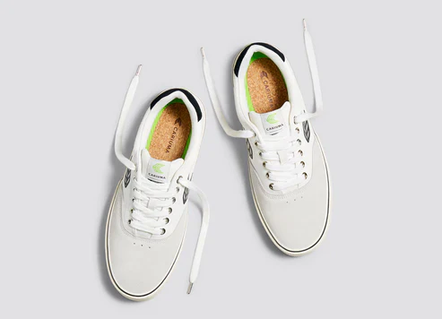 NAIOCA PRO Vintage White Suede Off-White Canvas Black Logo Sneaker - Image 7