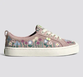 OCA Low Rose Suede Embroidered Flowers Sneaker - Image 9