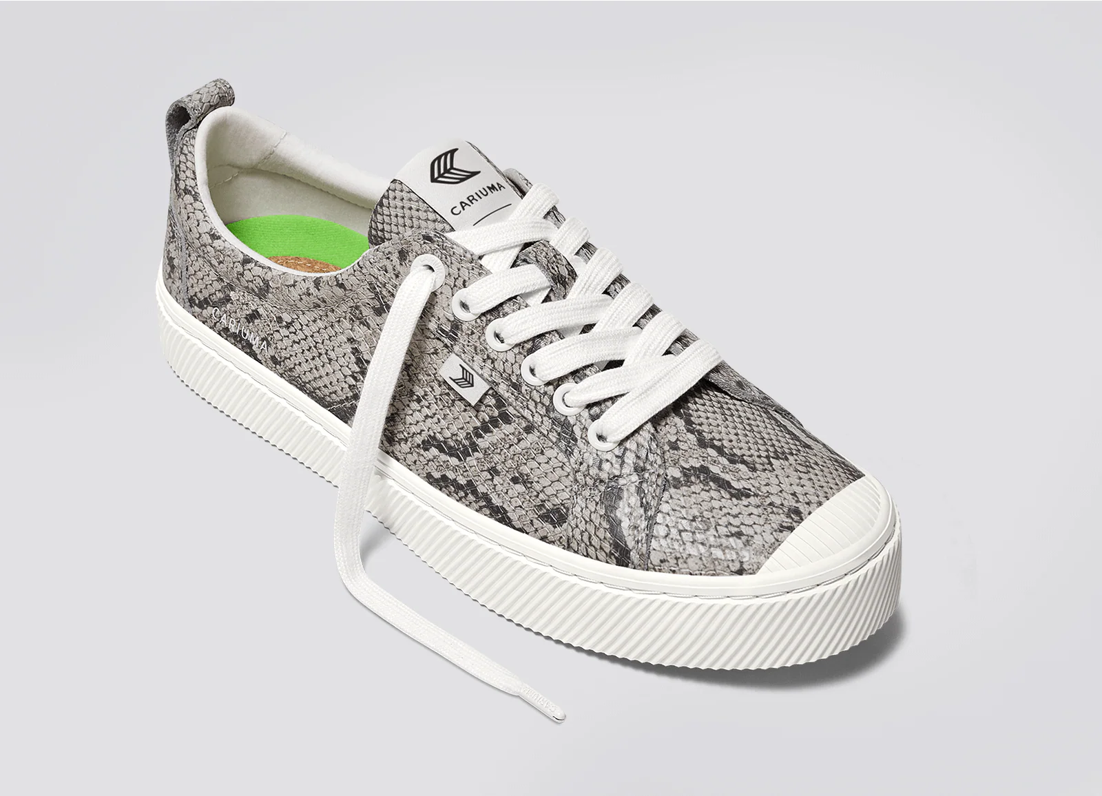 OCA Low Snake Skin Print Leather Sneaker - Image 4