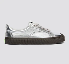 OCA Low Teak Silver Metallic Leather Sneaker - Image 9