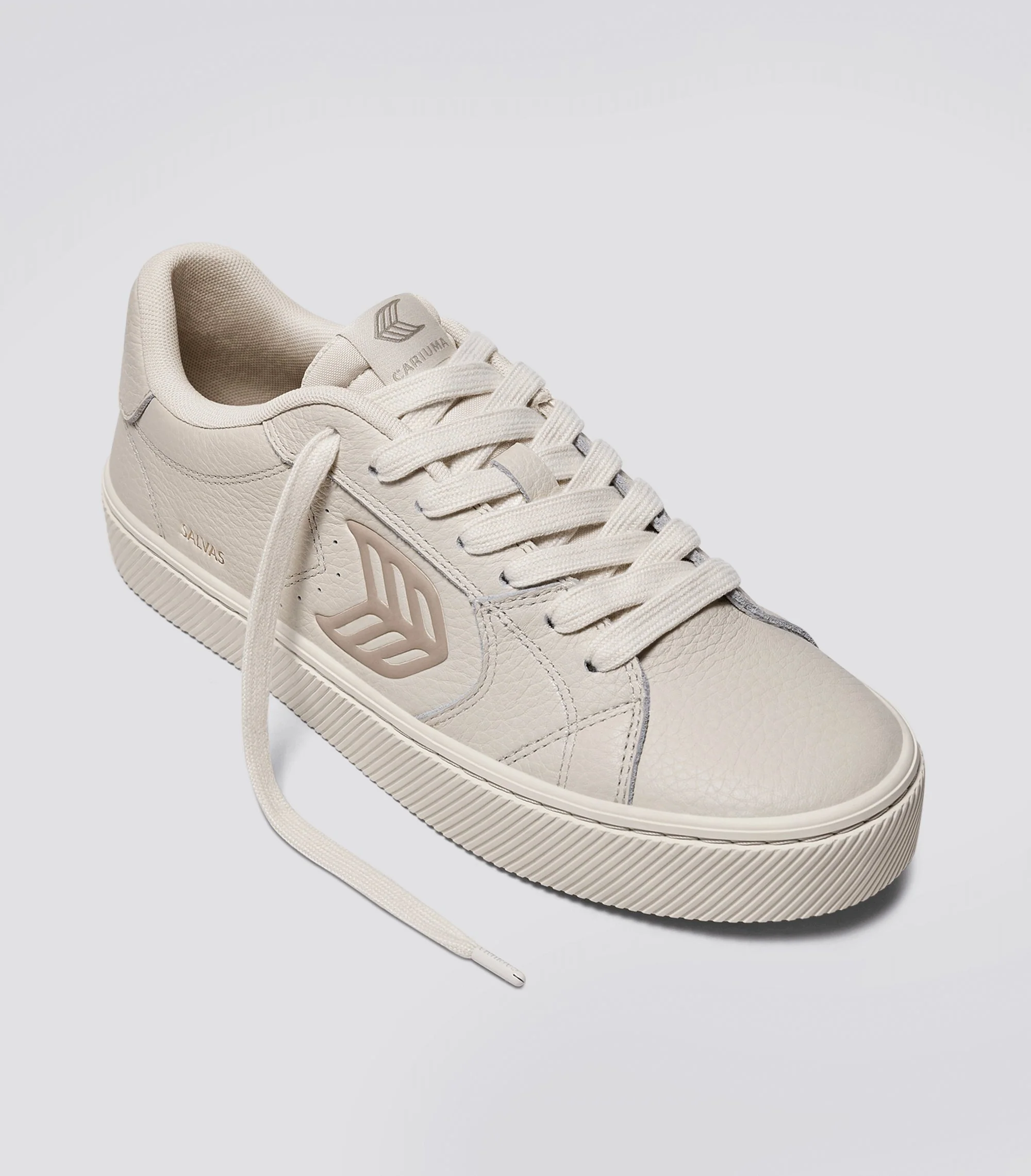SALVAS All Almond Milk Premium Leather Plaza Taupe Logo Sneaker - Image 2