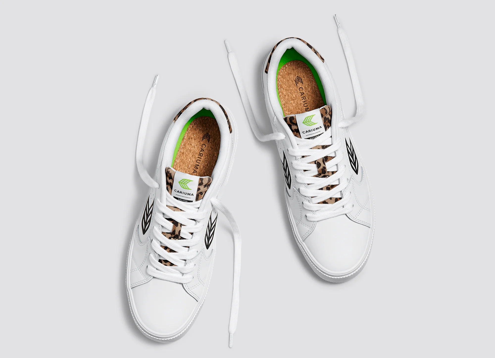 SALVAS White Leather Black Logo Leopard Print Sneaker - Image 7