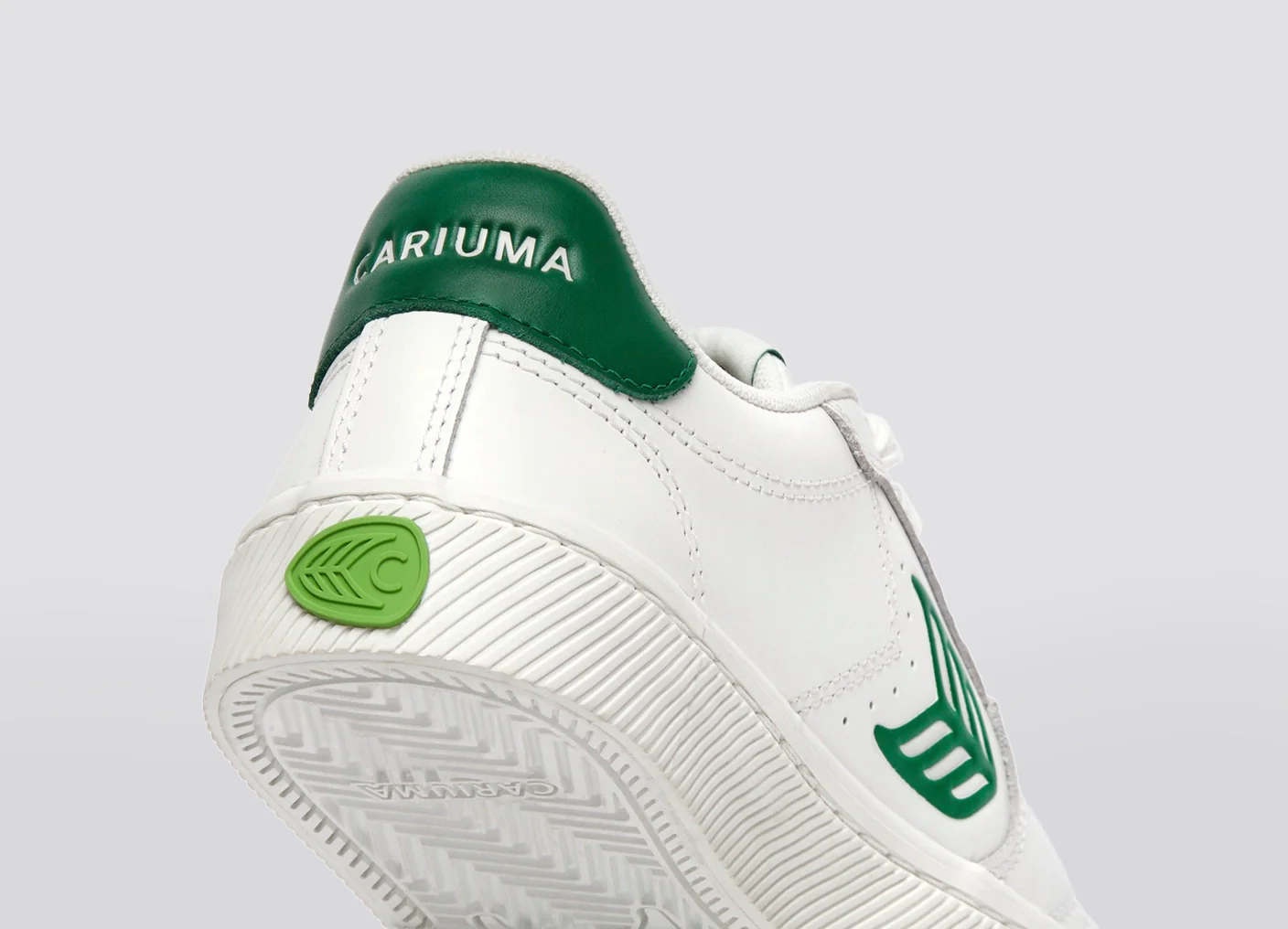 SALVAS White Leather Forest Green Logo Sneaker - Image 6