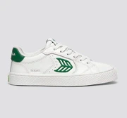 SALVAS White Leather Forest Green Logo Sneaker - Image 9