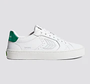 SALVAS White Premium Leather Ice Logo Metallic Green Sneaker - Image 8