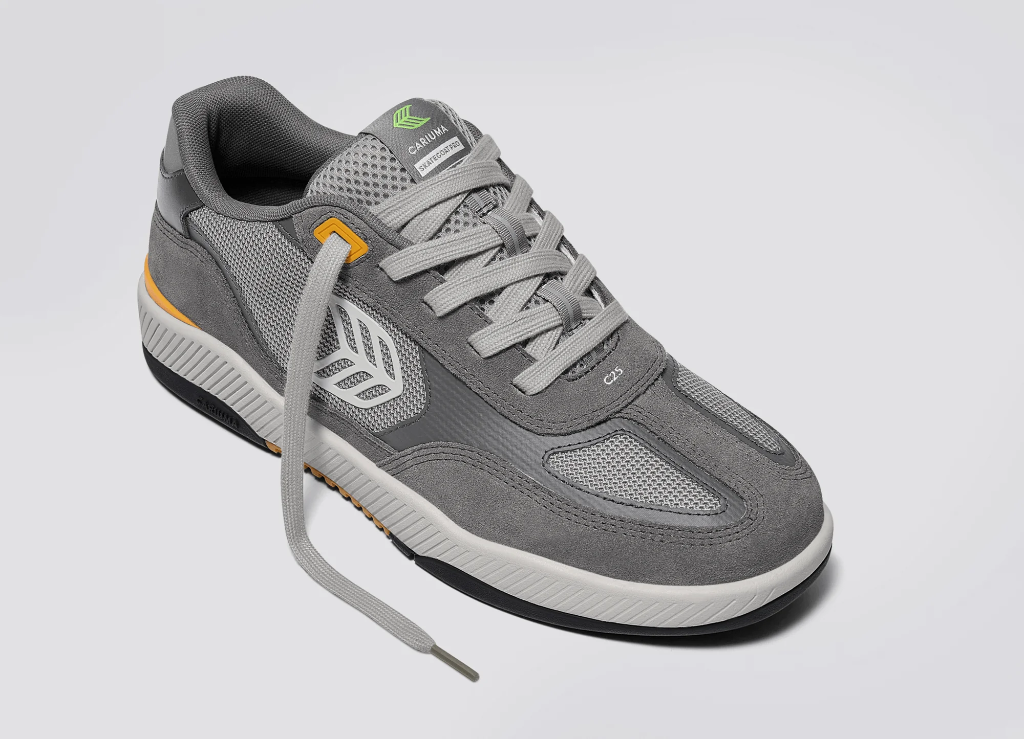 Skategoat C25 PRO Charcoal Grey Suede Light Grey Mesh Ice Logo Yellow Sneaker - Image 4