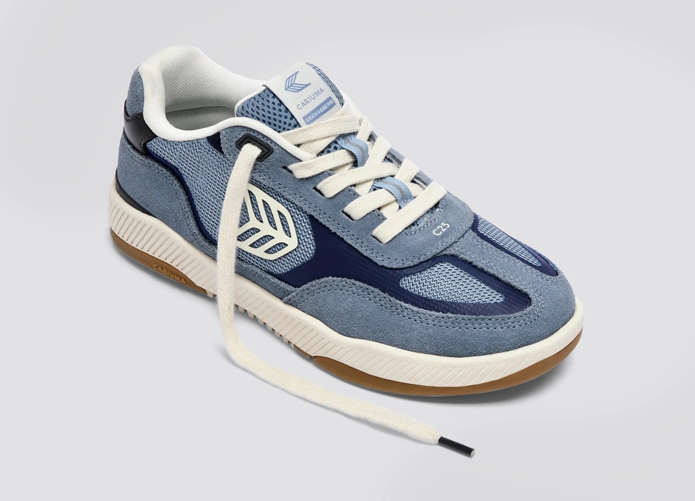 Skategoat C25 PRO Mirage Blue Suede Bright Navy Mesh Ivory Logo Sneaker - Image 4