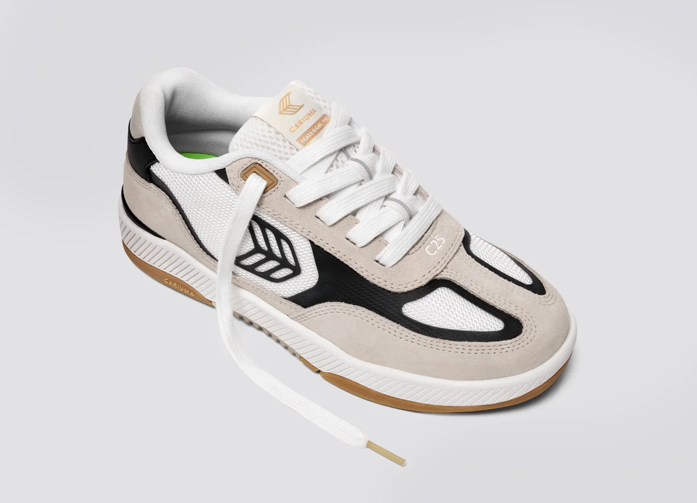 Skategoat C25 PRO Off-White Mesh Light Cream Suede Black Accents Sneaker - Image 4