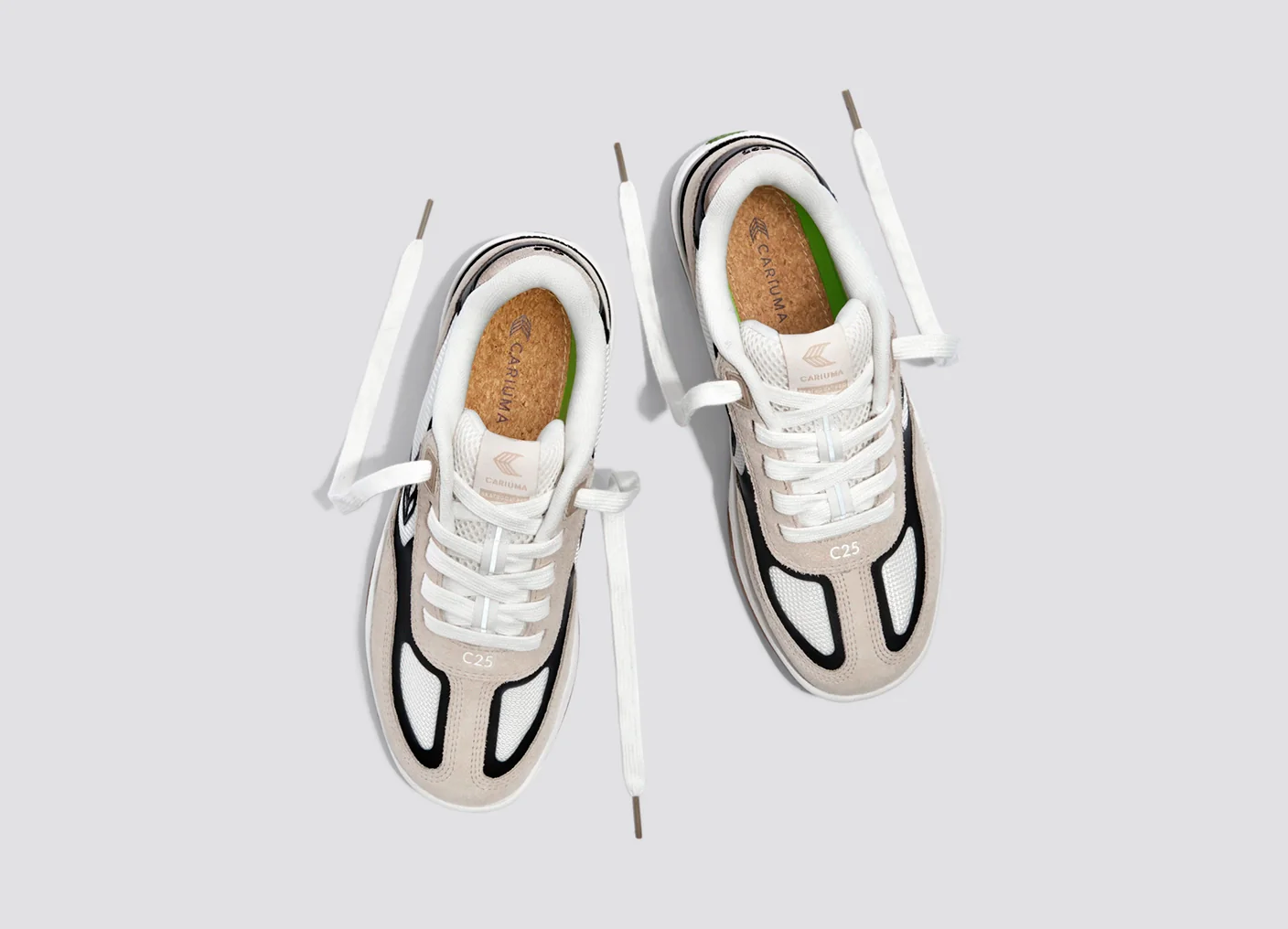 Skategoat C25 PRO Off-White Mesh Light Cream Suede Black Accents Sneaker - Image 7