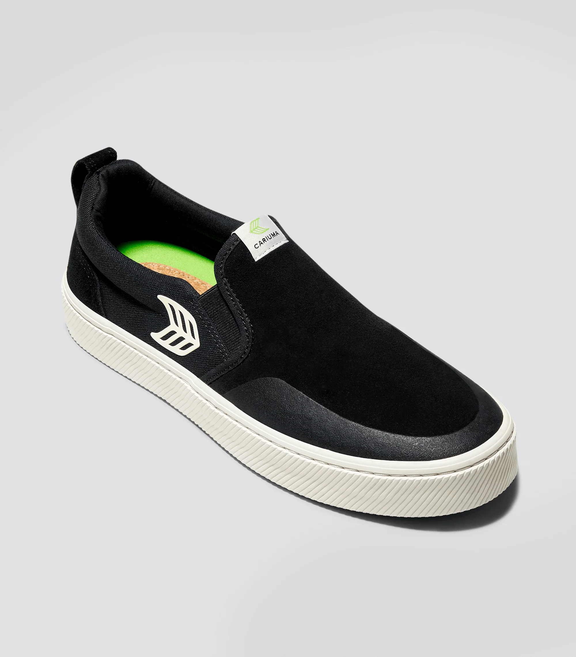 SLIP-ON PRO Chaussures en daim noir et toile avec logo ivoire - Image 10