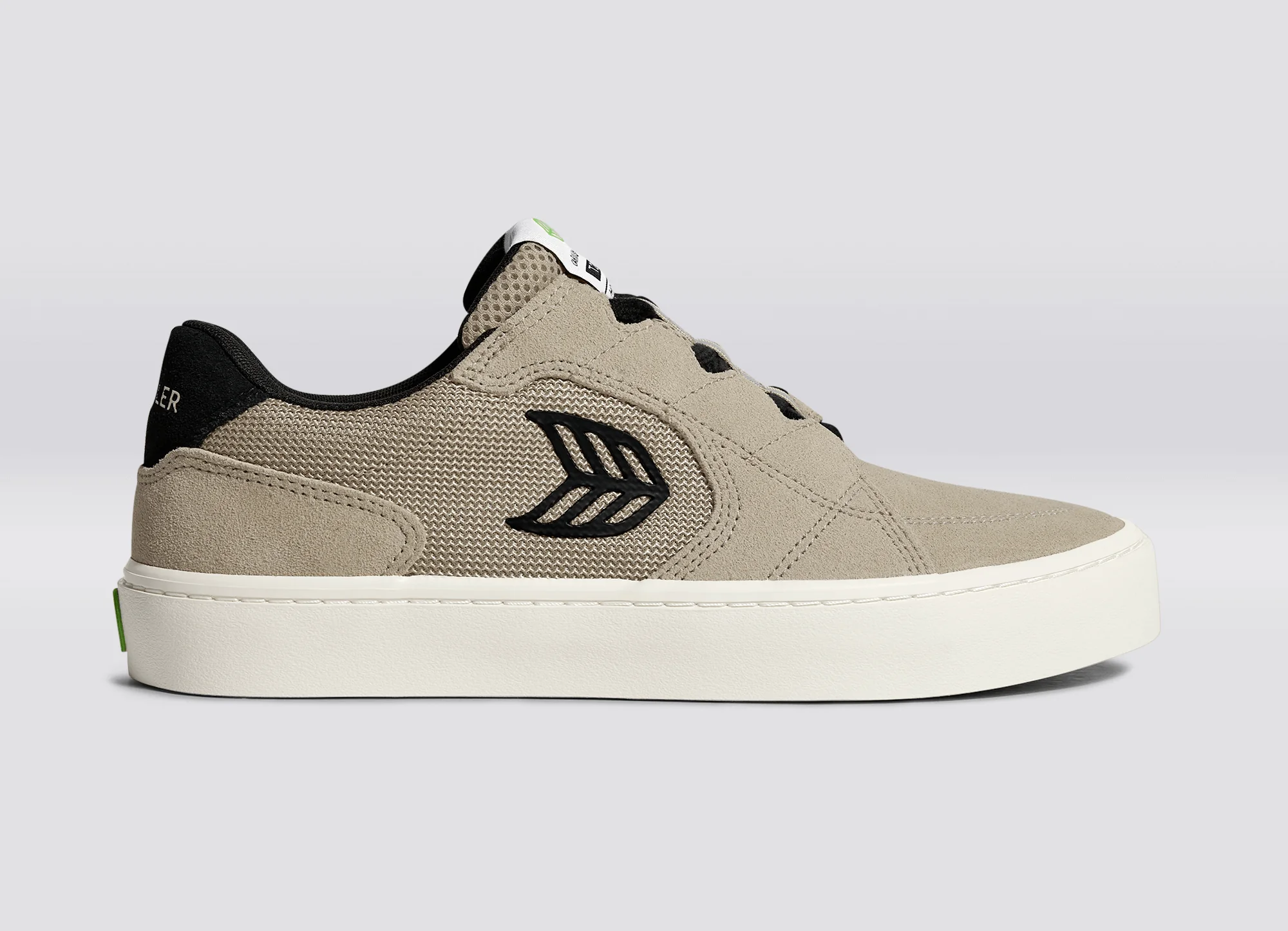 T20 PRO Plaza Taupe Suede and Mesh Black Logo Sneaker - Image 3