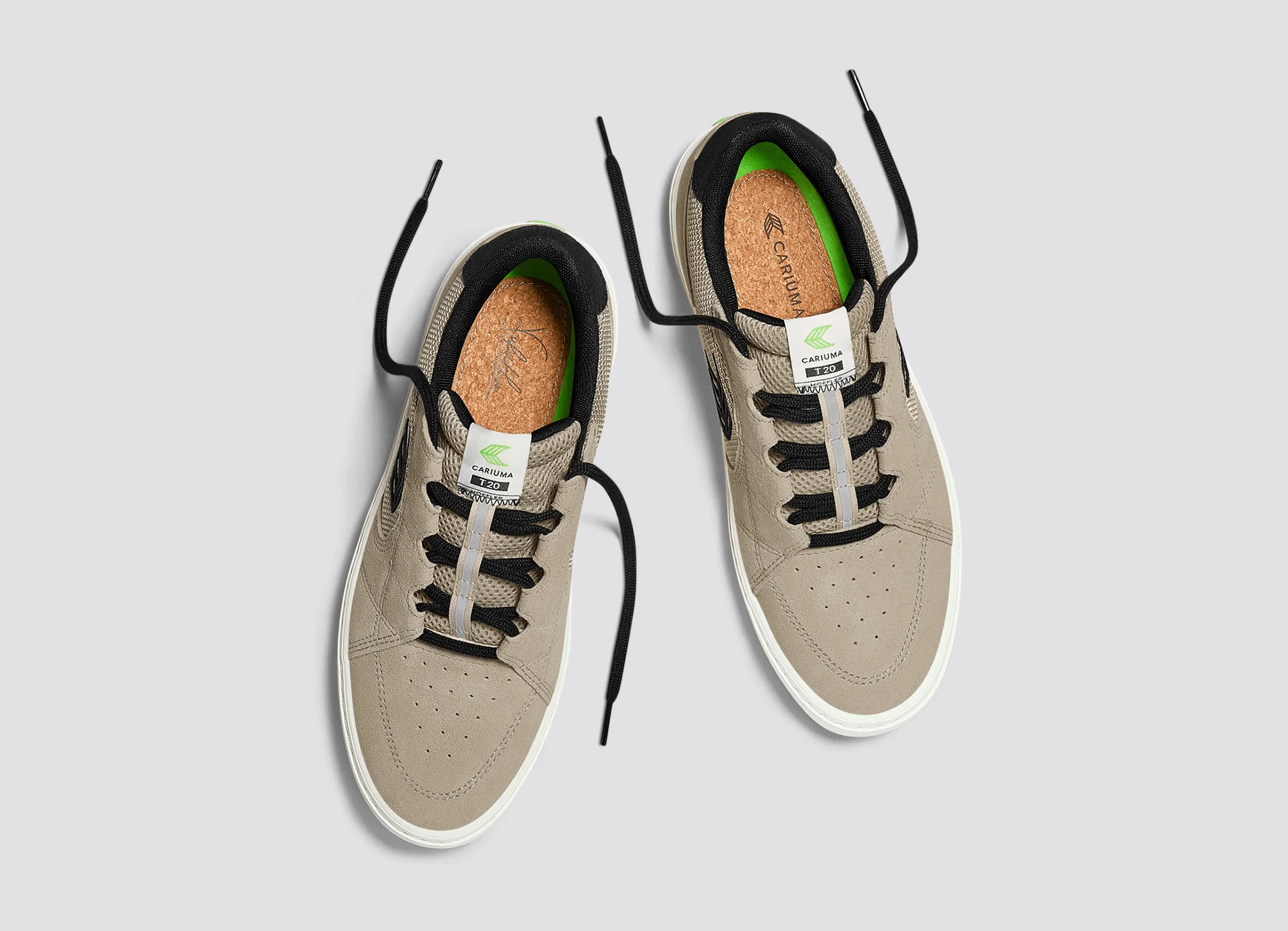 T20 PRO Plaza Taupe Suede and Mesh Black Logo Sneaker - Image 7