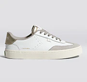 TOCA White Premium Leather Vintage White Suede Metallic Gold Sneaker - Image 6