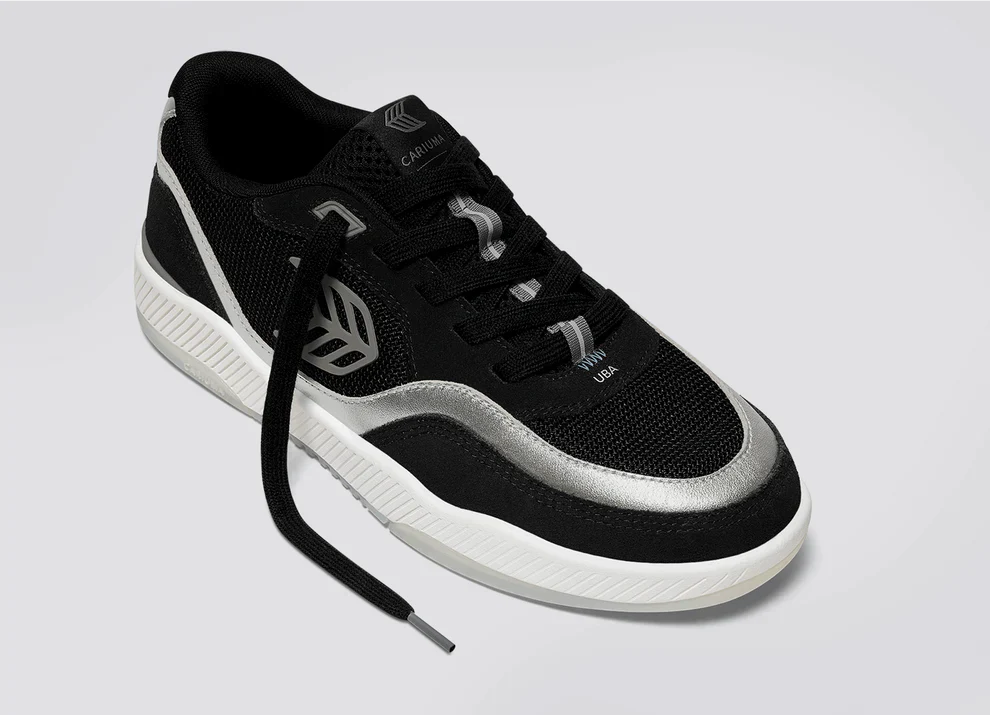 UBA Black Suede and Mesh Silver Accents Sneaker - Image 4