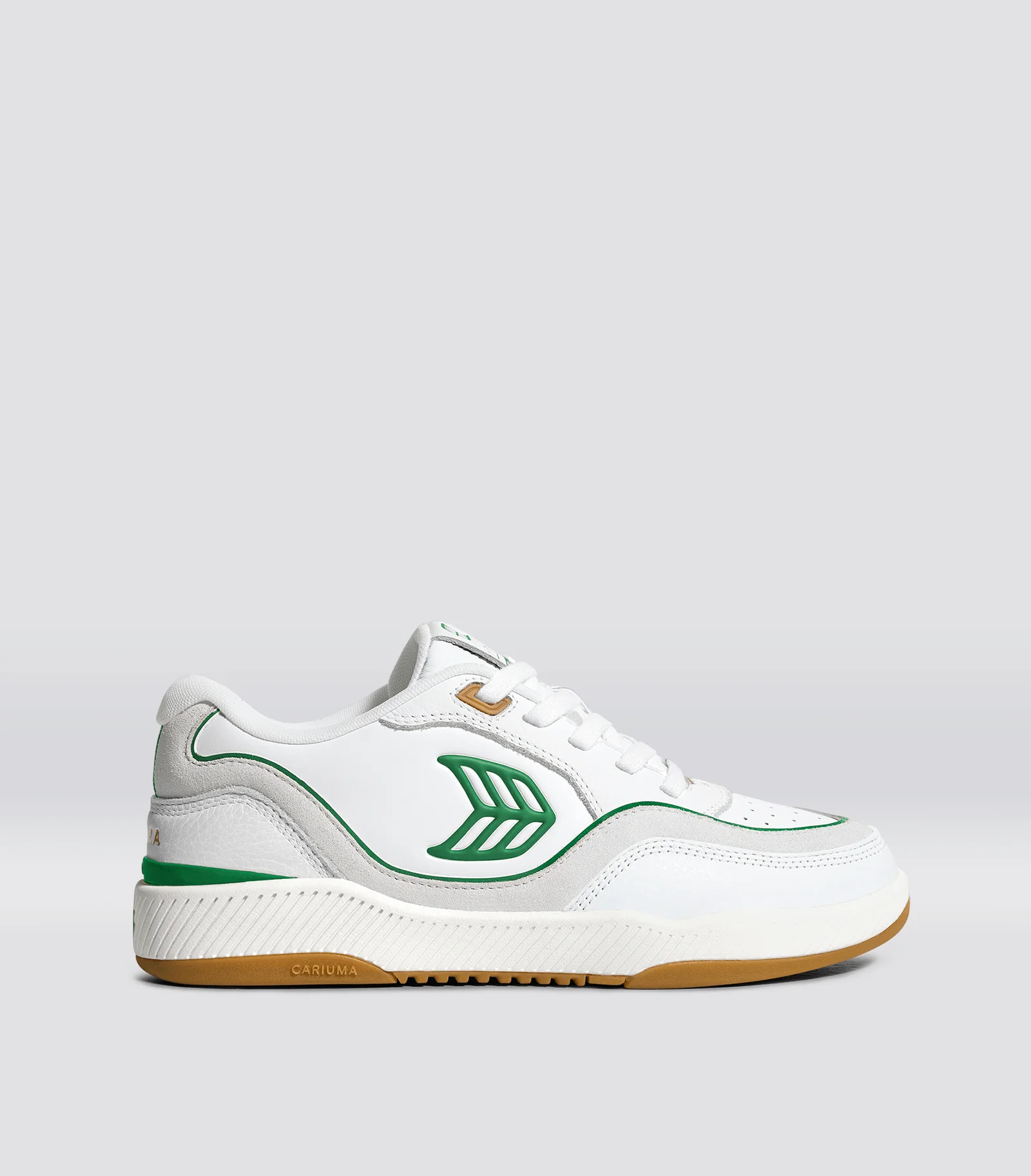 UBA Gum White Leather Green Logo Sneaker