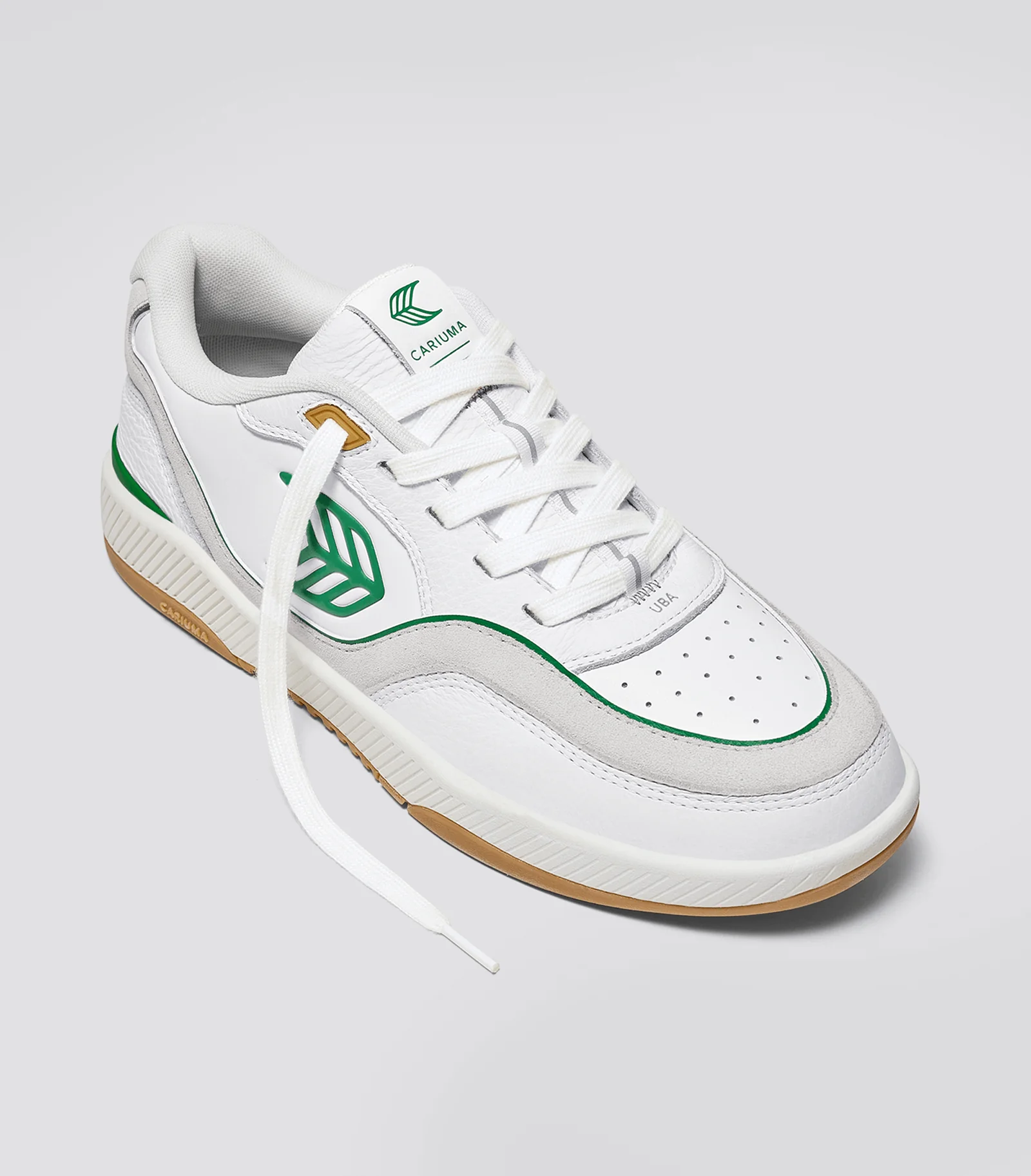 UBA Gum White Leather Green Logo Sneaker - Image 2