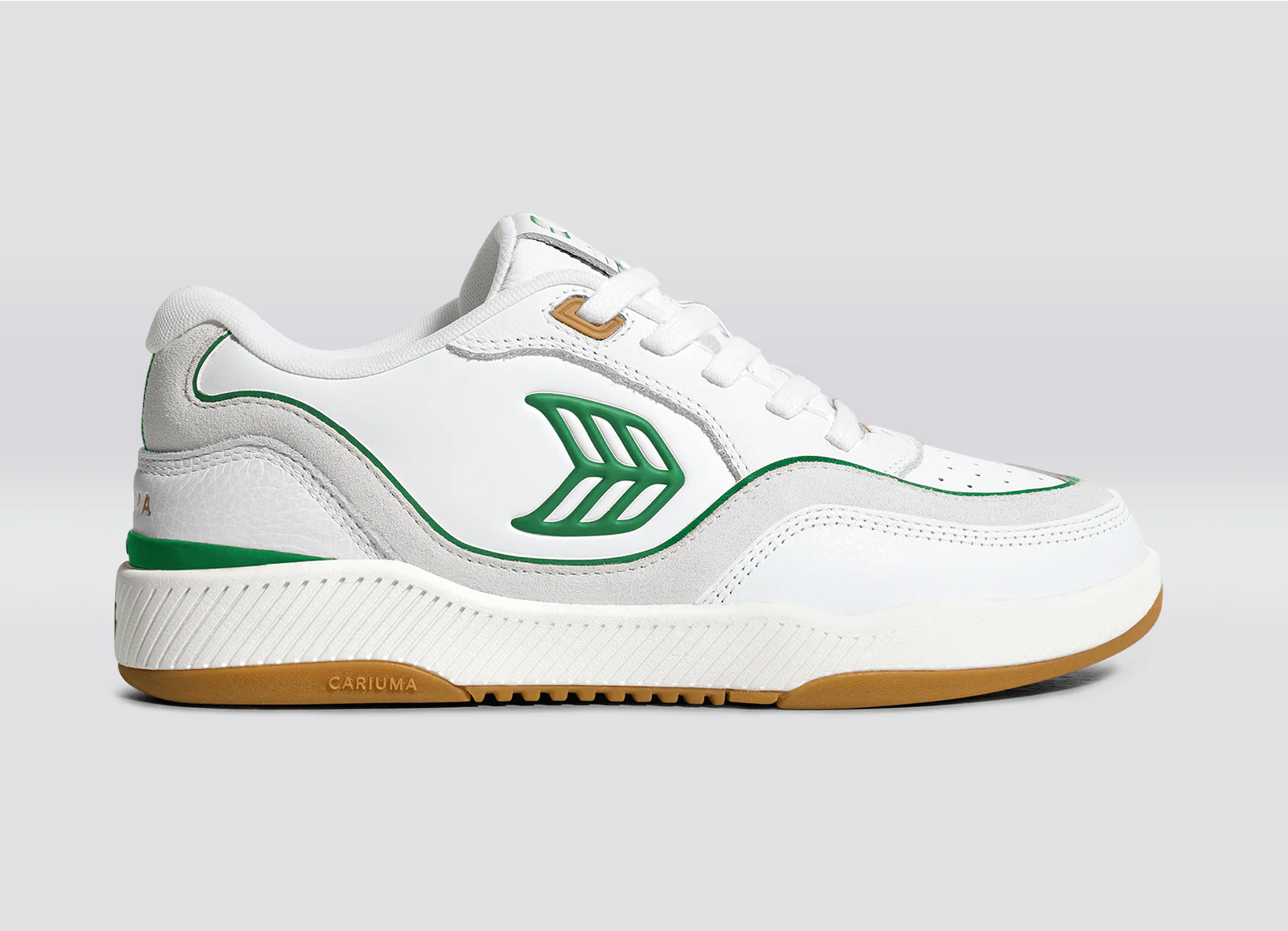 UBA Gum White Leather Green Logo Sneaker - Image 3