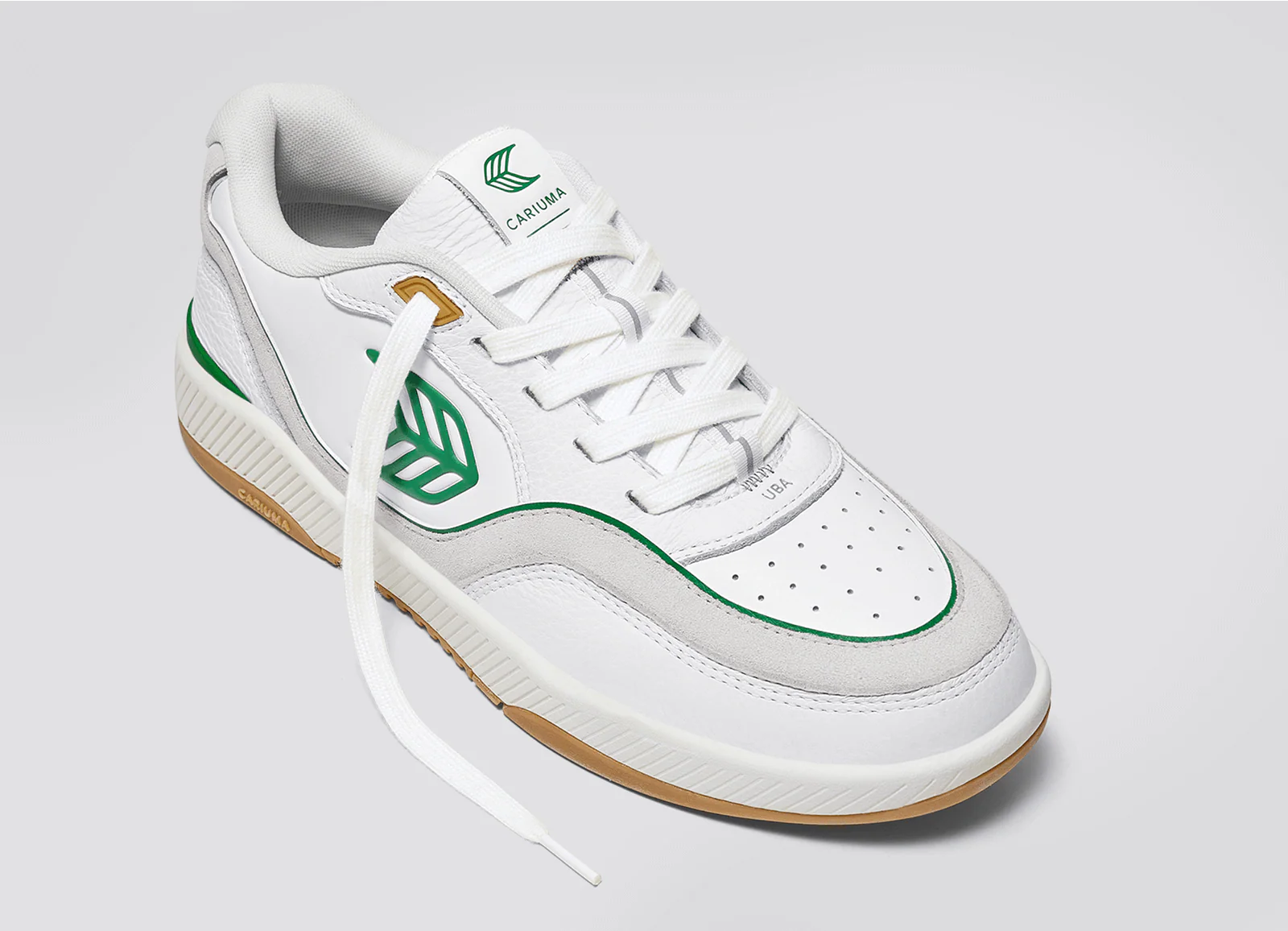 UBA Gum White Leather Green Logo Sneaker - Image 4