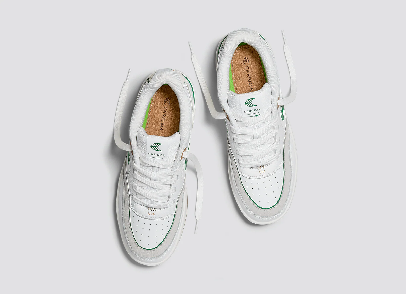 UBA Gum White Leather Green Logo Sneaker - Image 7