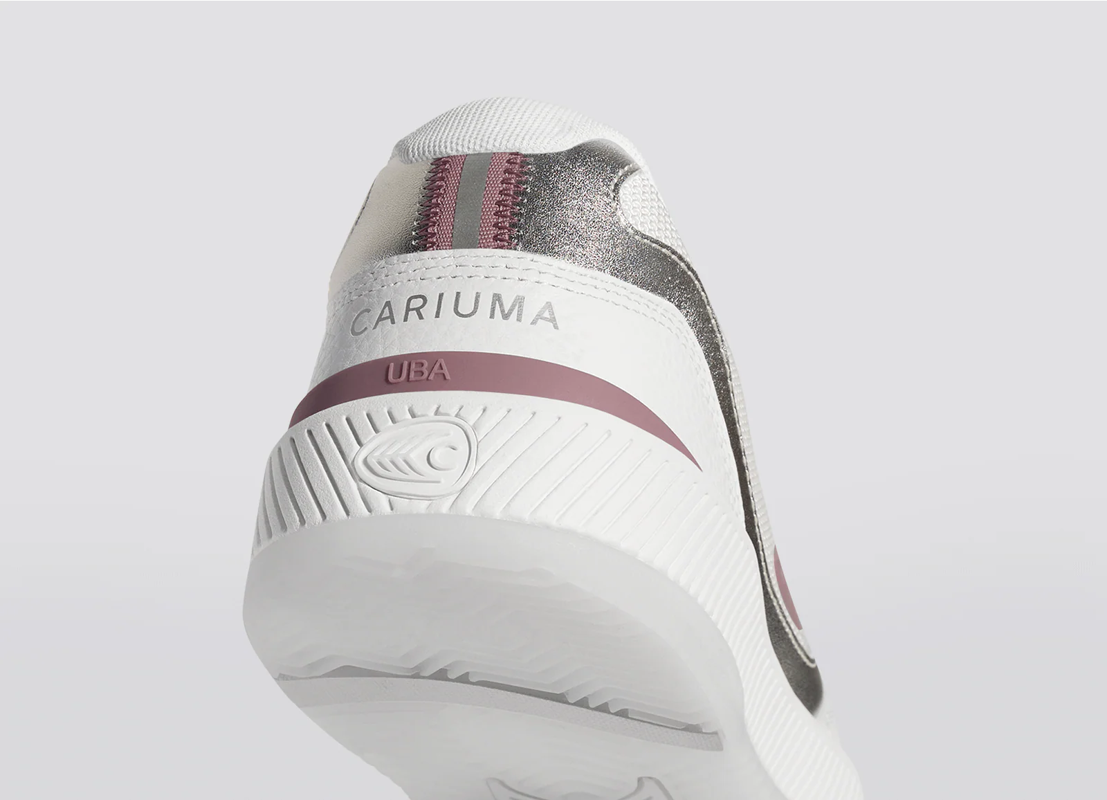 UBA White Leather and Suede Blush Pink Logo Silver Accents Sneaker - Image 6