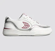 UBA White Leather and Suede Blush Pink Logo Silver Accents Sneaker - Image 9