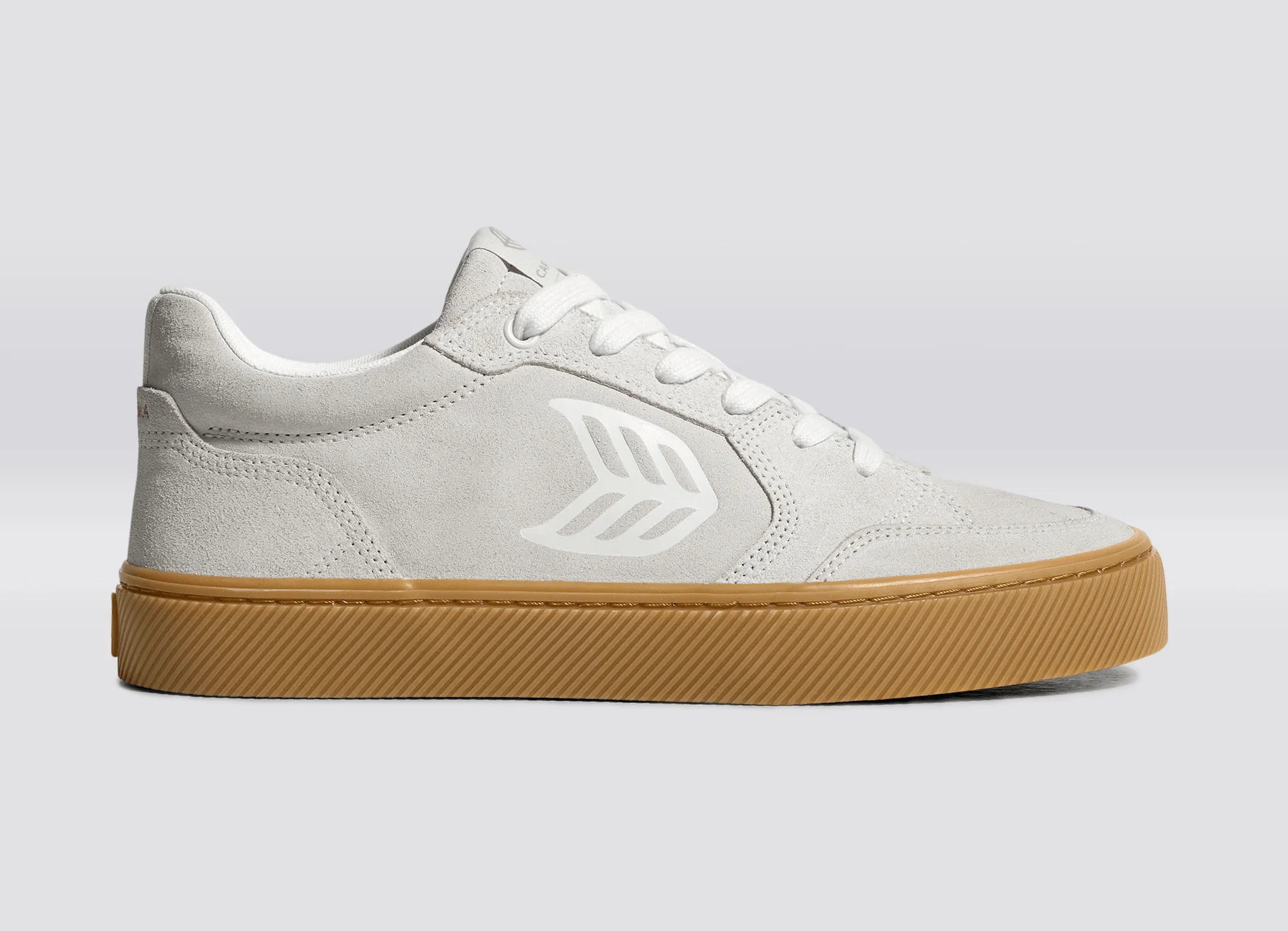VALLELY Gum Smoke White Suede Off-White Logo Sneaker - Image 3