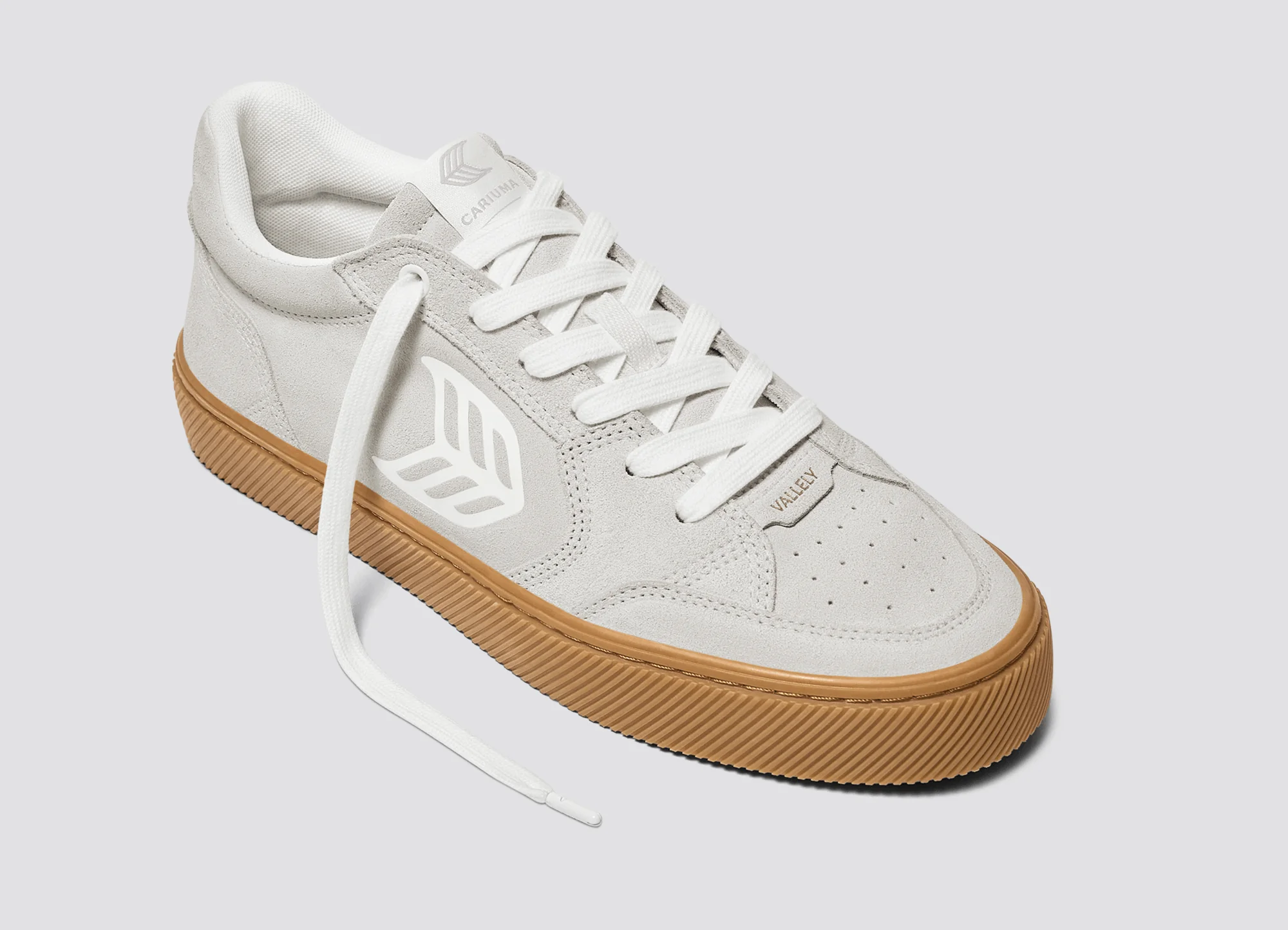 VALLELY Gum Smoke White Suede Off-White Logo Sneaker - Image 4