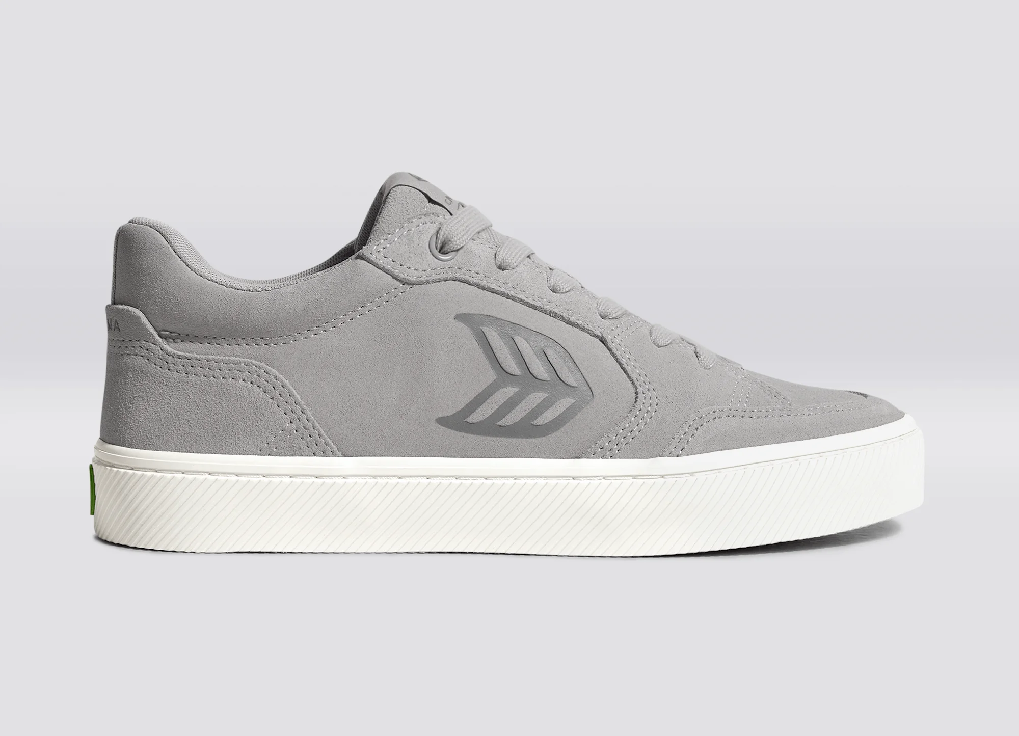 VALLELY Light Grey Suede Charcoal Grey Logo Sneaker - Image 3