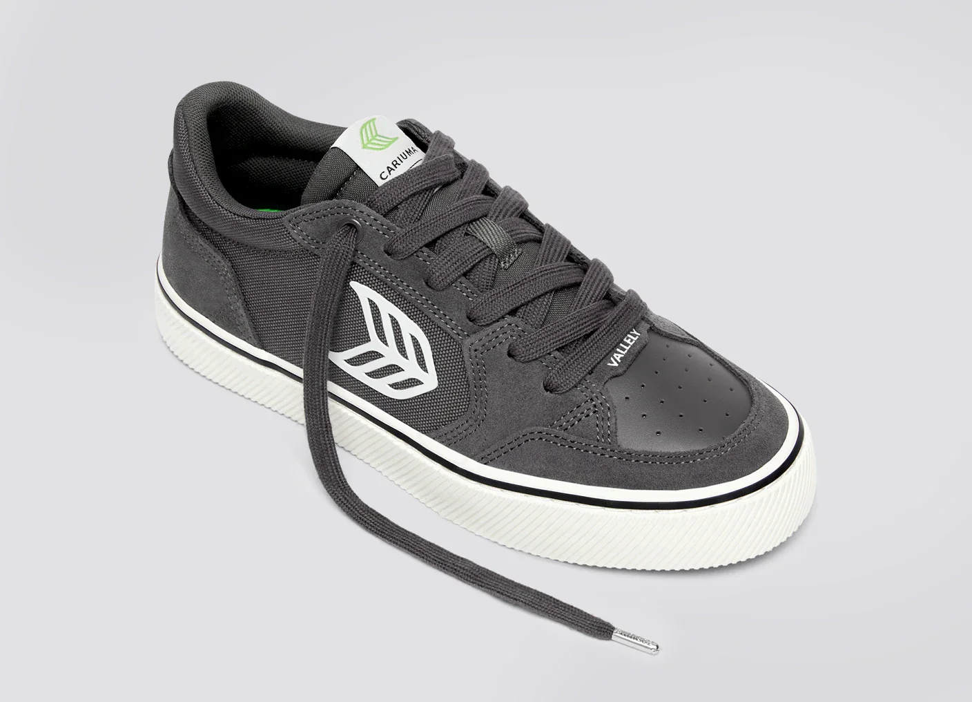 VALLELY PRO Magnet Grey Suede and Cordura Ivory Logo Sneaker - Image 4