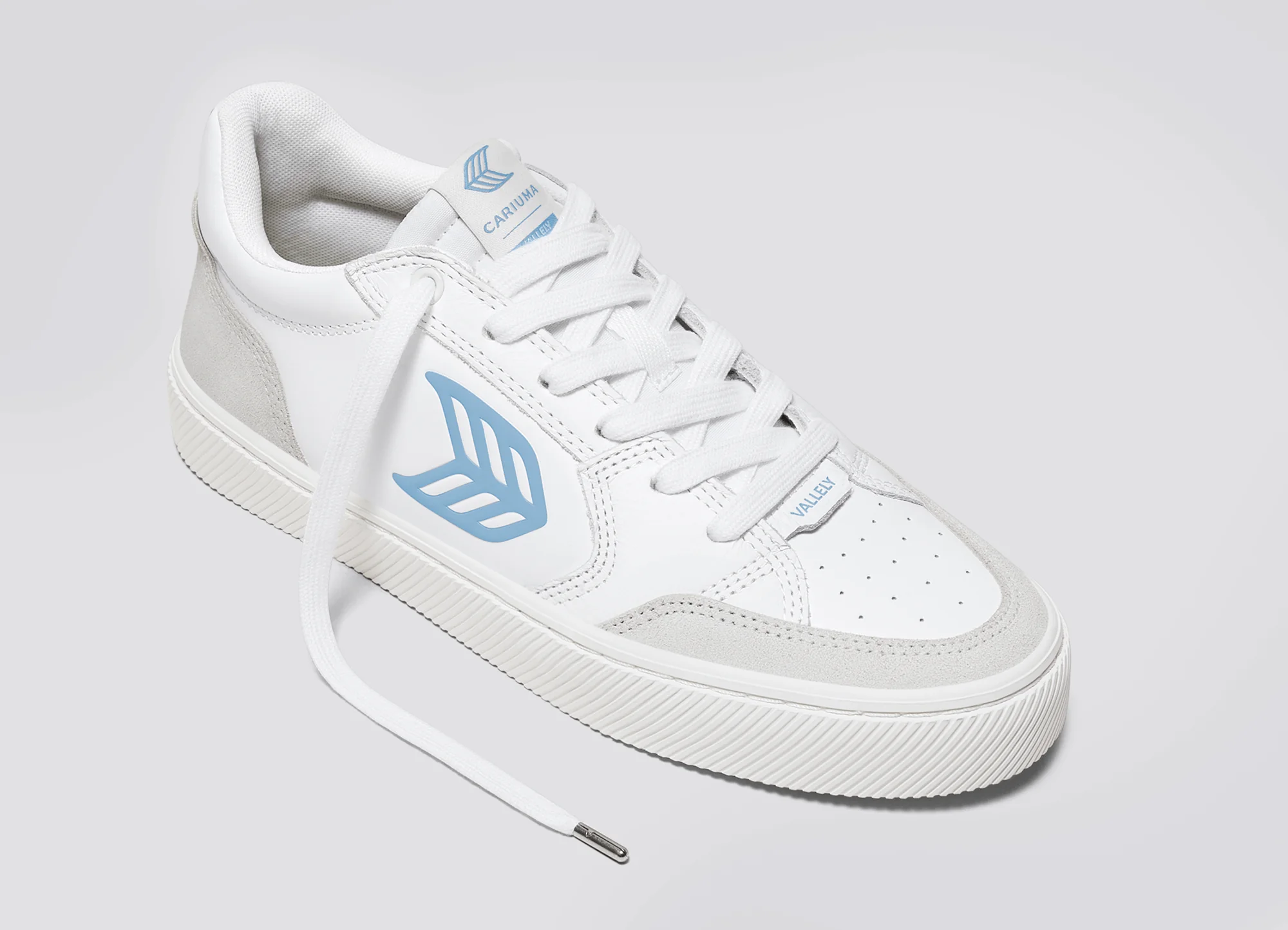 VALLELY White Leather Smoke White Suede Argentina Blue Logo Sneaker - Image 4